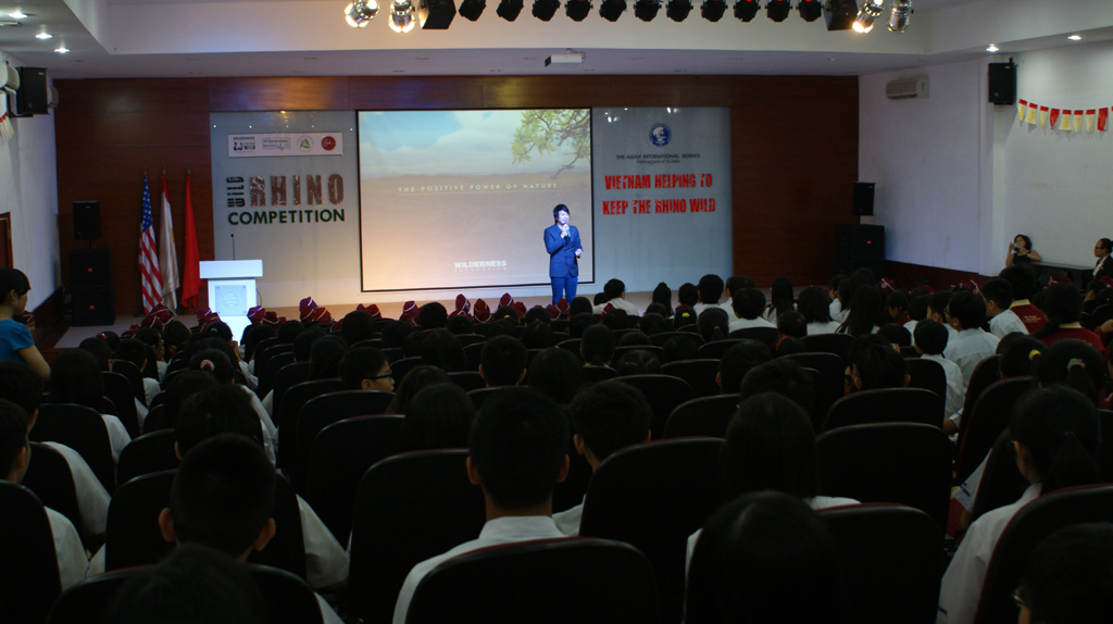 Asian International School students together with the globe protect wild rhino