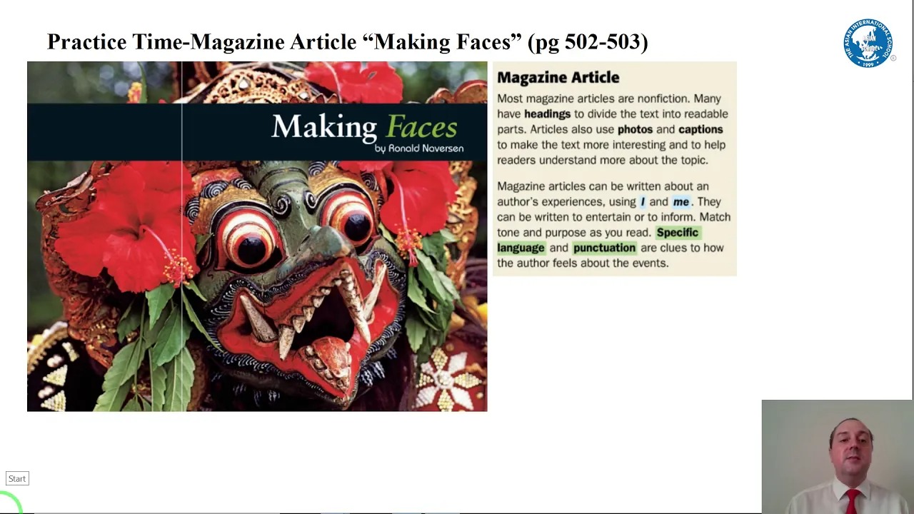 Unit 8: Making Faces - Teacher: Mr. Casey Joe Swendig | Starter level